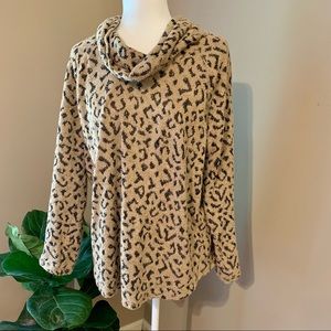 Ruby Rd leopard print large cowl neck sweater